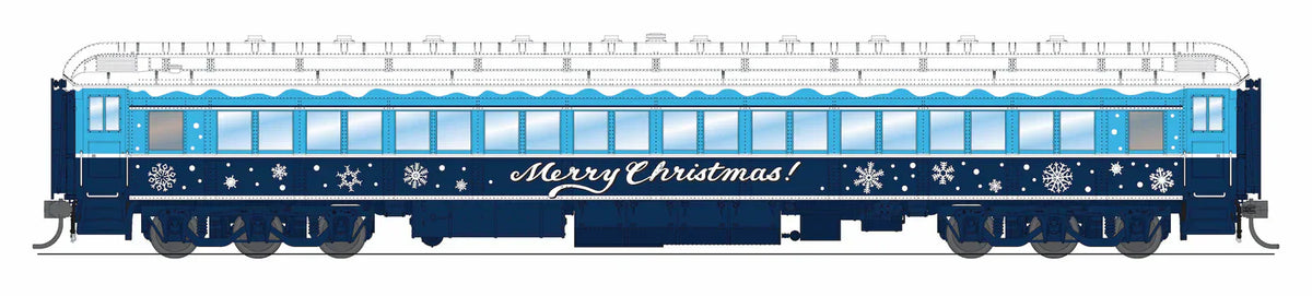 Broadway Limited Imports Passenger - Coach BLI 9739 HO Scale 80' Passenger Coach Holiday-Themed (Blue & White)
