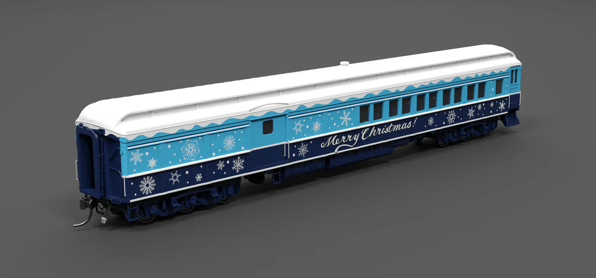 Broadway Limited Imports Passenger - Combine BLI 9745 HO Scale Coach-Baggage Combine Holiday-Themed (Blue & White)
