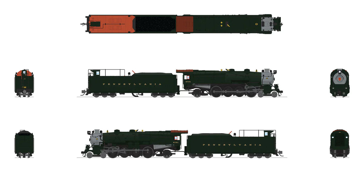 Broadway Limited Imports Steam Loco - 4-8-2 BLI 8493 N Scale M1a 4-8-2 Steam Loco Pennsylvania PRR 6712 - Stealth DC