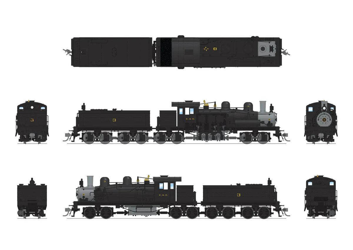 Broadway Limited Imports Steam Loco - Shay BLI 7812 HO Scale Class D 4 Truck Shay Chesapeake & Ohio C&O 8 - Paragon4 (Sound/DC/DCC/Smoke)