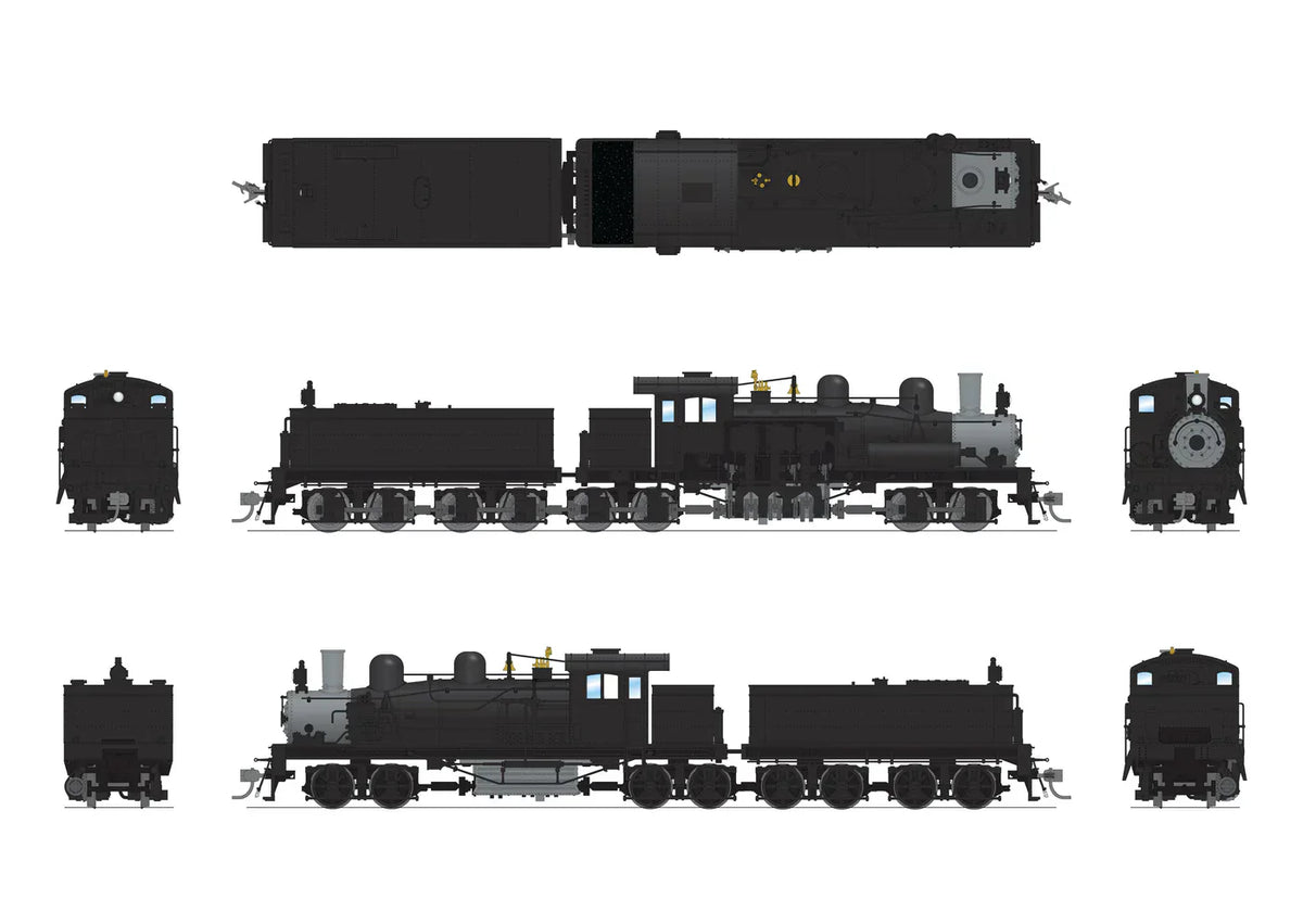 Broadway Limited Imports Steam Loco - Shay BLI 8258 HO Scale Class D 4 Truck Shay Black Unlettered - Stealth DC