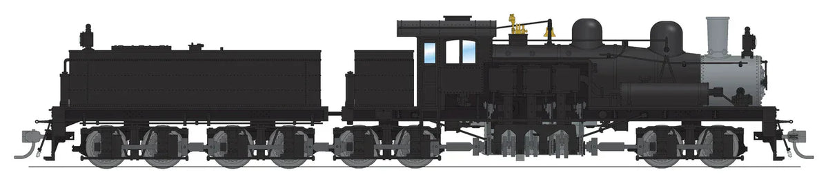 Broadway Limited Imports Steam Loco - Shay BLI 8258 HO Scale Class D 4 Truck Shay Black Unlettered - Stealth DC