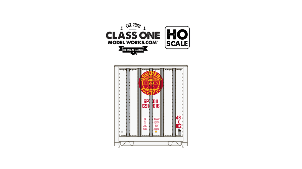 Class One Model Works ClassOneModelWorks CT00107 2 pack Monon 48′ Exterior Post – Southern Pacific SPDU #691196 / 691255 HO Scale