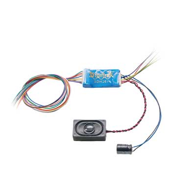 Digitrax DC Power Packs, DCC, Sound & Control Systems Digitrax SDH167D Series 7 Sound Decoder for HO and Larger Scales -- 2 Sound Schemes, 9-Pin Harness, 1.0A, 6 Functions, 16 x 26 x 9mm Speaker, All Scale