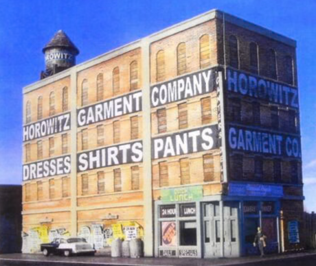 Downtown Deco Building - Kit Downtown Deco 1046 HO Scale Horowitz Garment Company Cast Hydrocal Building Kit