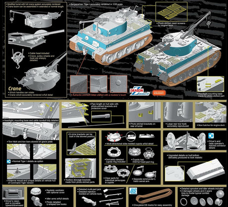 Dragon MILITARY MODEL Dragon 1/35 Bergepanzer Tiger I, s.Pz.Abt.508 Demolition Charge Layer mit Borgward IV Ausf.A Heavy Demolition Charge Vehicle Kit