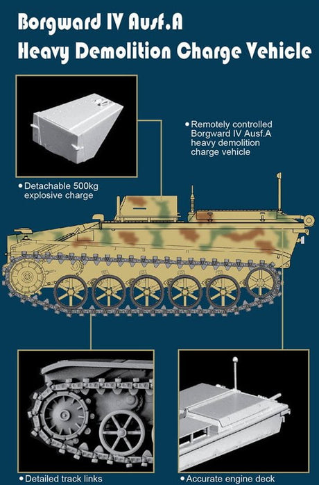 Dragon MILITARY MODEL Dragon 1/35 Bergepanzer Tiger I, s.Pz.Abt.508 Demolition Charge Layer mit Borgward IV Ausf.A Heavy Demolition Charge Vehicle Kit