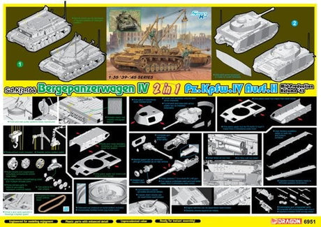Dragon MILITARY MODEL Dragon 1/35 Bergepanzerwagen IV / Pz.Kpfw.IV Ausf. H Mid Production (2 in 1) Smart Kit