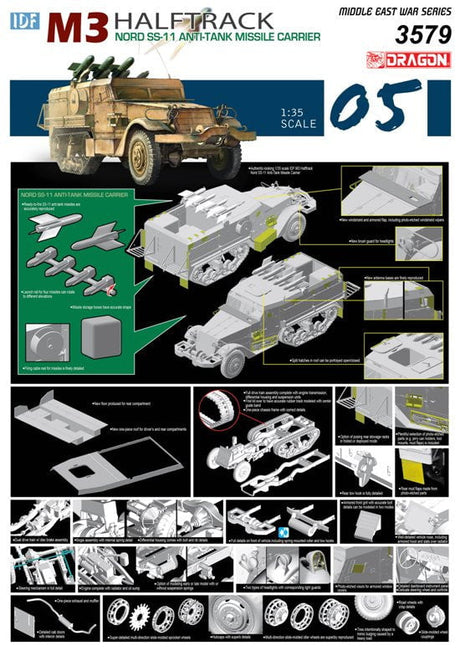 Dragon MILITARY MODEL Dragon 1/35 IDF M3 Halftrack w/Nord SS11 Anti-Tank Missile Carrier Kit