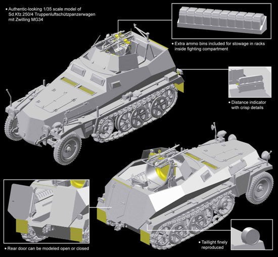 Dragon MILITARY MODEL Dragon 1/35 Sd.Kfz.250/4 Ausf A Leichter Truppenluftshutz (New Tool) Smart Kit