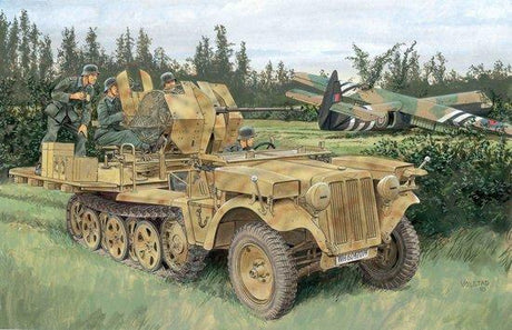 Dragon MILITARY MODEL Dragon 1/35 SdKfz 10/5 Light Halftrack w/2cm FlaK 38 Gun Kit