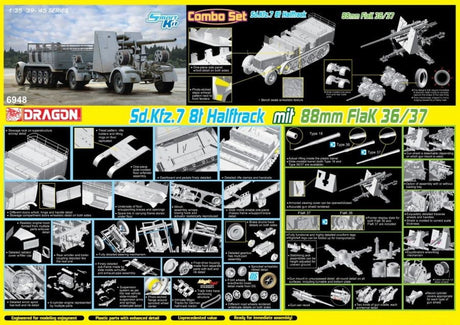 Dragon MILITARY MODEL Dragon 1/35 SdKfz 7 8(t) Halftrack & 88mm Flak 36/37 Gun Kit