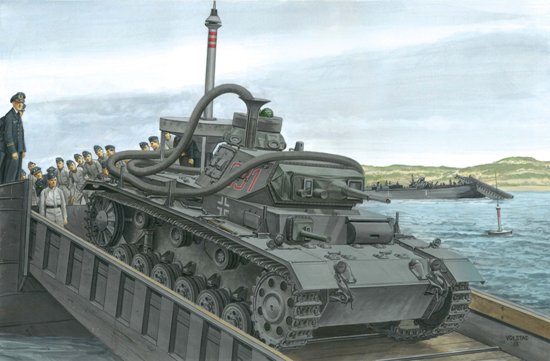 Dragon MILITARY MODEL Dragon 1/35 Tauchpanzer PzKpfw III 3.7cm (T) Ausf F Diving Tank w/Combat Cameramen Operation Sea Lion Kit