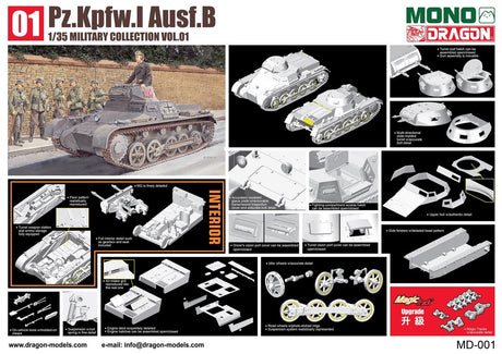 Dragon MILITARY MODEL Dragon Model 1/35 Mono/Dragon Series Pz.Kpfw.I Ausf.B w/Interior Kit