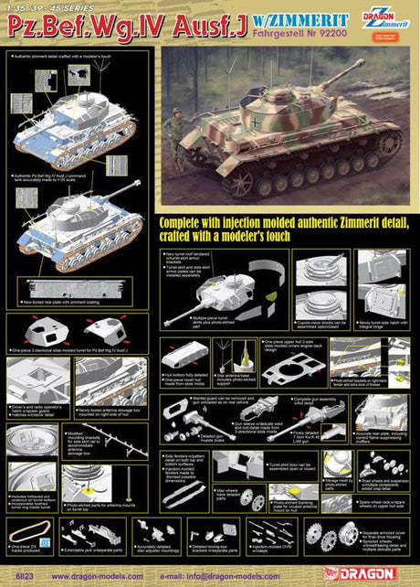 Dragon MILITARY MODEL Dragon  PzBefWg IV Ausf J Tank w/Zimmerit Smart 1/35