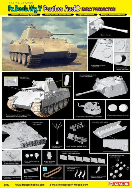Dragon MILITARY MODEL Dragon PzBeobWg Panther Ausf D Early Production Tank  1/35