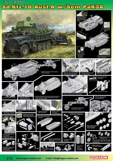Dragon MILITARY MODEL Dragon SdKfz 10 Ausf A w/5cm Pak 38 Gun  1/35