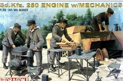 Dragon MILITARY MODEL Dragon  SdKfz 250 Halftrack Engine w/4 Mechanics 1/35