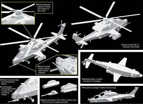 Dragon MODEL AIRPLANES Dragon 1/144 PLA WZ10 Attack Helicopter Kit