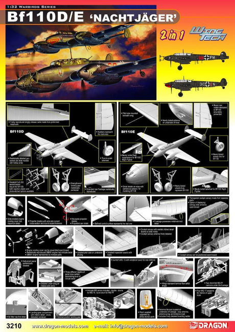 Dragon MODEL AIRPLANES Dragon 1/32 Bf110D/E Nachtjager Fighter (2 in 1) Kit