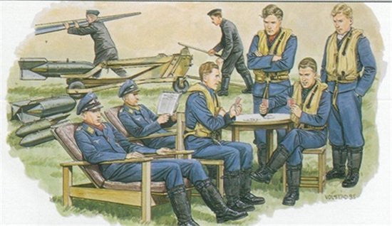 Dragon MODEL AIRPLANES Dragon 1/48 Luftwaffe Day Fighter Ground Crew (8) & Equipment Battle of Britain Kit