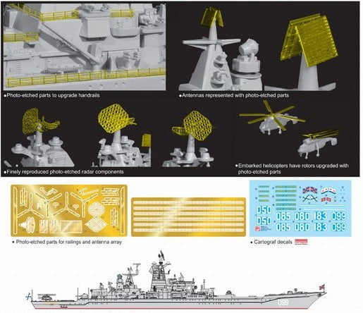 Dragon MODEL SHIPS Dragon 1/700 Russian Navy Pyotr Veliky Nuclear Guided Missile Cruiser Premium Edition (3 in 1 Kit)