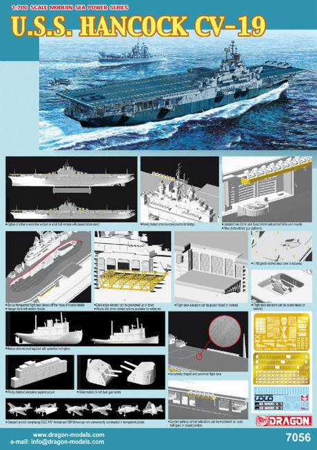 Dragon MODEL SHIPS Dragon 1/700 USS Hancock CV19 Aircraft Carrier Kit