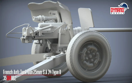 Dynomo Models SCALE MODEL KITS Dynamo Models 1/35 French 25mm SA 34 Type II Anti-Tank Gun Kit