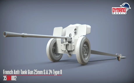 Dynomo Models SCALE MODEL KITS Dynamo Models 1/35 French 25mm SA 34 Type II Anti-Tank Gun Kit