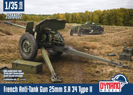 Dynomo Models SCALE MODEL KITS Dynamo Models 1/35 French 25mm SA 34 Type II Anti-Tank Gun Kit