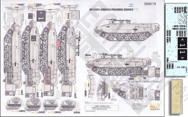 Echelon Decals DECALS Echelon Decals 1/35 Achzarit Cruel Lady Early IDF Heavy Armored Personnel Carrier Pt.2 w/Photo-Etch for MGK