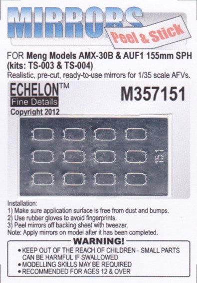 Echelon Decals DECALS Echelon Decals 1/35 AMX30B & AUF1 155mm SPH Mirrors for MGK (Peel & Stick)