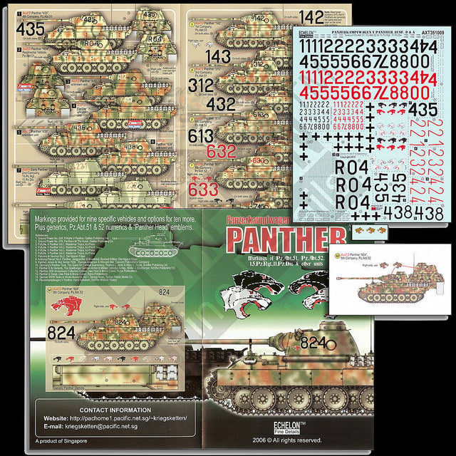 Echelon Decals DECALS Echelon Decals 1/35 PzKpfw V Ausf D/A Panther