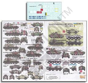 Echelon Decals DECALS Echelon Decals 1/35 Ukraine AFVs Ukraine-Russia Crisis Pt.6 BRDM2, BRDM2RKhb, 2S3, BTR70, BTR80 & T64B