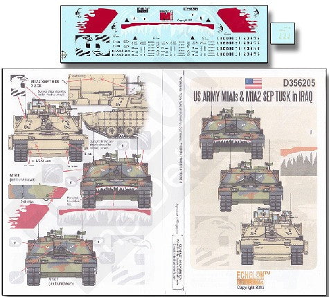 Echelon Decals DECALS Echelon Decals 1/35 US Army M1A1s & M1A2 SEP Tusk Iraq