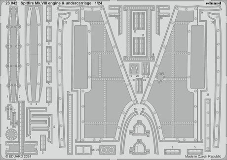 Eduard Eduard 1/24 Eduard Spitfire Mk.VIII engine & undercarriage Photo etched set for AIRFIX