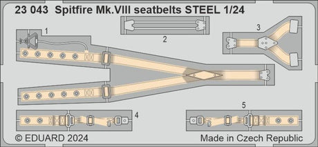 Eduard Eduard 1/24 Eduard Spitfire Mk.VIII seatbelts STEEL Photo etched set for AIRFIX