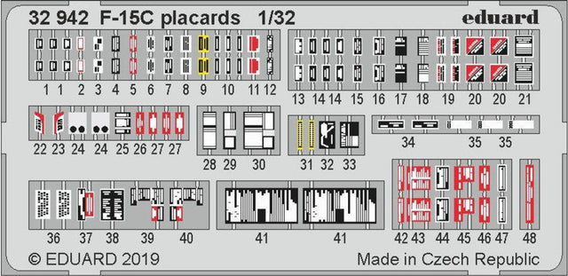Eduard Eduard 1/32 F-15C Placards for Tamiya (Pre-Painted)