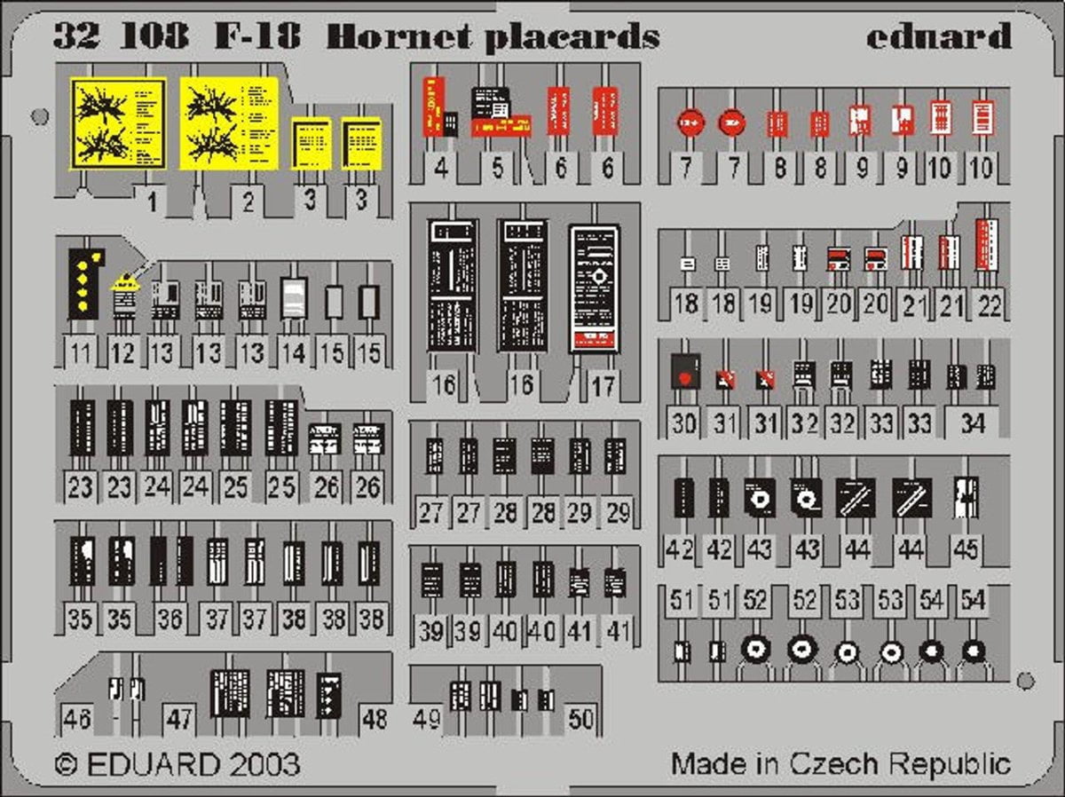Eduard Eduard 1/32 F-18 Placard Set for ACY (Pre-Painted)