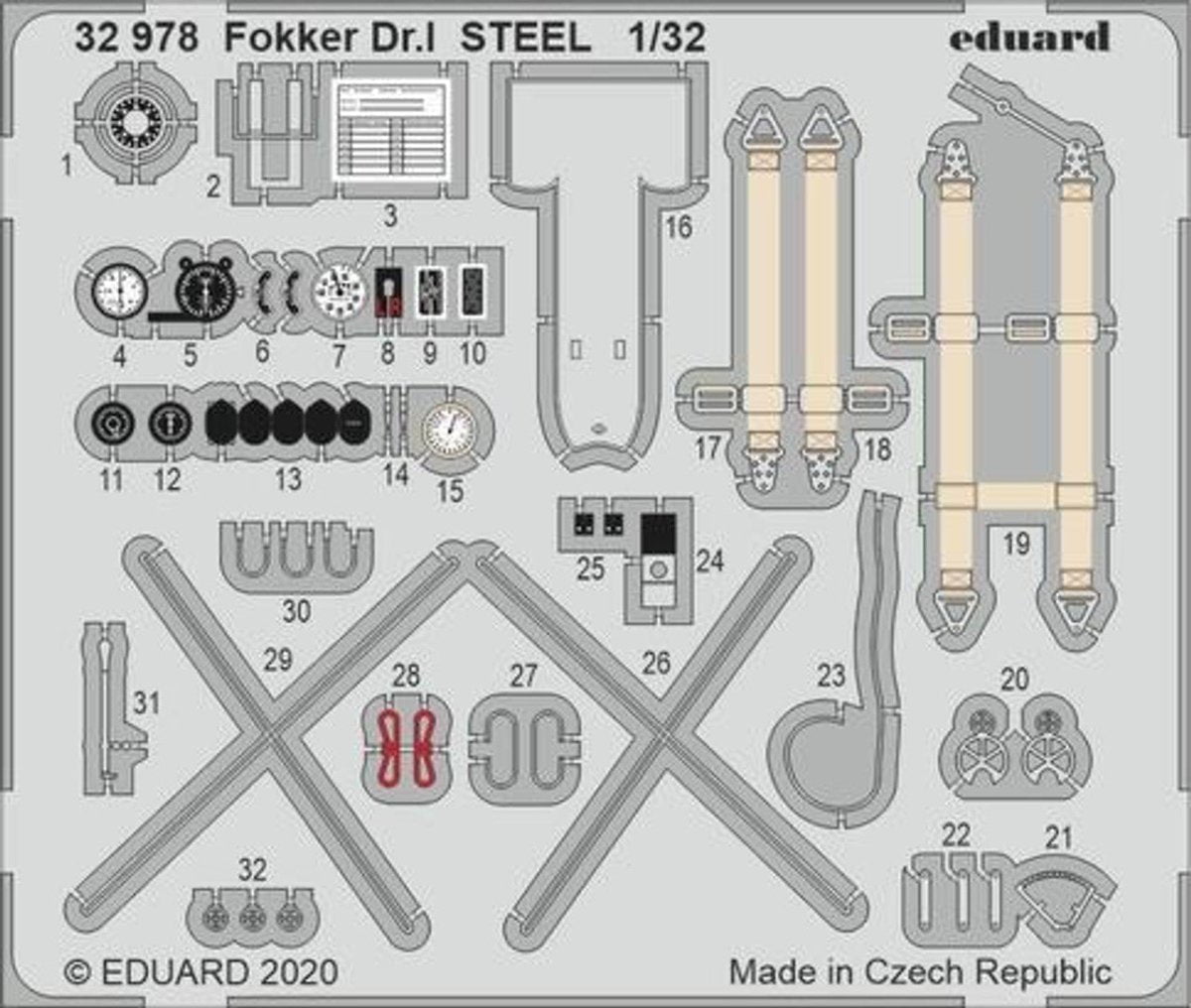 Eduard Eduard 1/32 Fokker Dr I Steel for MEN (Pre-Painted)