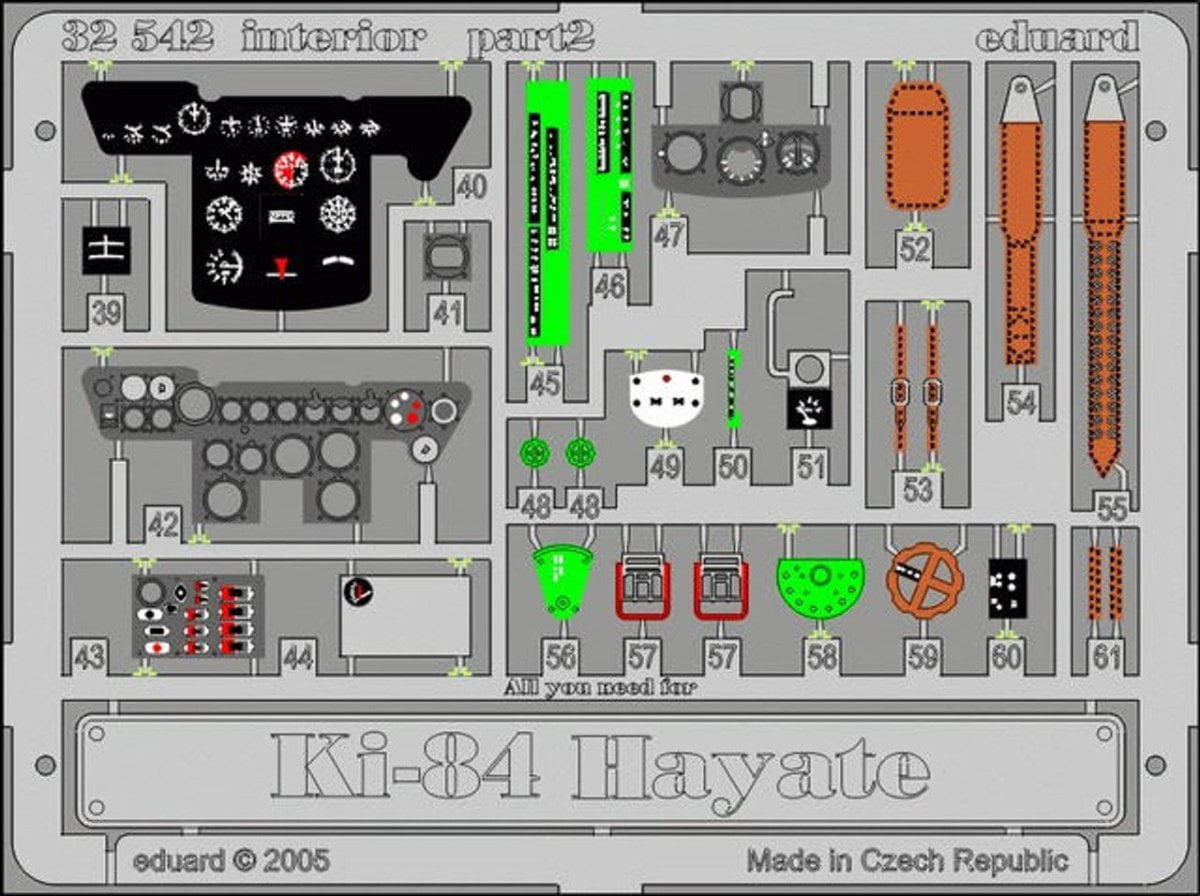 Eduard Eduard 1/32 Ki84 Hayate Interior for HSG (Pre-Painted)