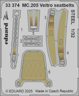 Eduard Eduard 1/32 MC.205 Veltro seatbelts STEEL Photo Etch for ITALERI
