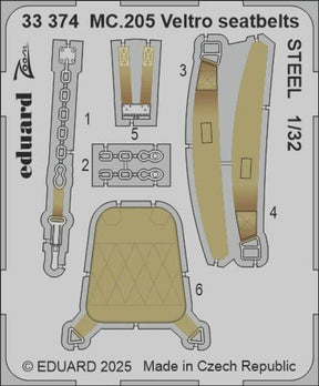 Eduard Eduard 1/32 MC.205 Veltro seatbelts STEEL Photo Etch for ITALERI