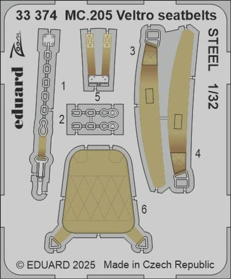 Eduard Eduard 1/32 MC.205 Veltro seatbelts STEEL Photo Etch for ITALERI