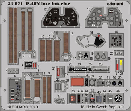 Eduard Eduard 1/32 P-40N late interior Self Adhesive Photo Etch for Hasegawa