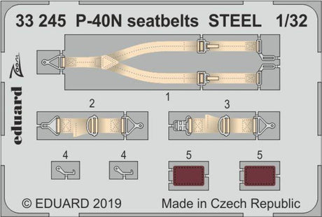 Eduard Eduard 1/32 P-40N seatbelts STEEL Photo Etch