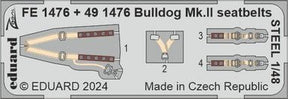 Eduard Eduard 1/48 Bulldog Mk.II seatbelts STEEL Zoom set for AIRFIX for AIRFIX