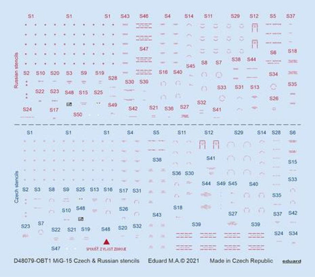 Eduard Eduard 1/48 Decal MiG-15 Czech & Russian stencils for Bronco / Hobby 2000