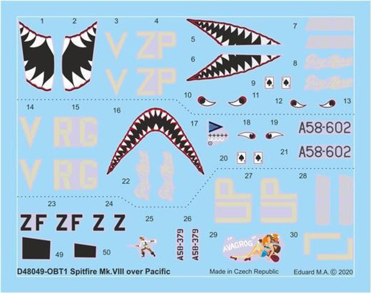 Eduard Eduard 1/48 Decal Spitfire Mk.VIII over Pacific for Eduard
