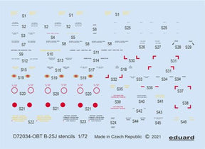 Eduard Eduard 1/72 Decal B-25J stencils for Hasegawa/Revell